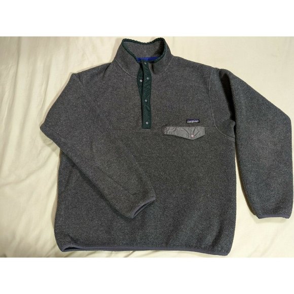 Patagonia Other - VINTAGE 90S GRAY GREEN PATAGONIA FLEECE SNAP BUTTON PULLOVER JACKET COAT LARGE